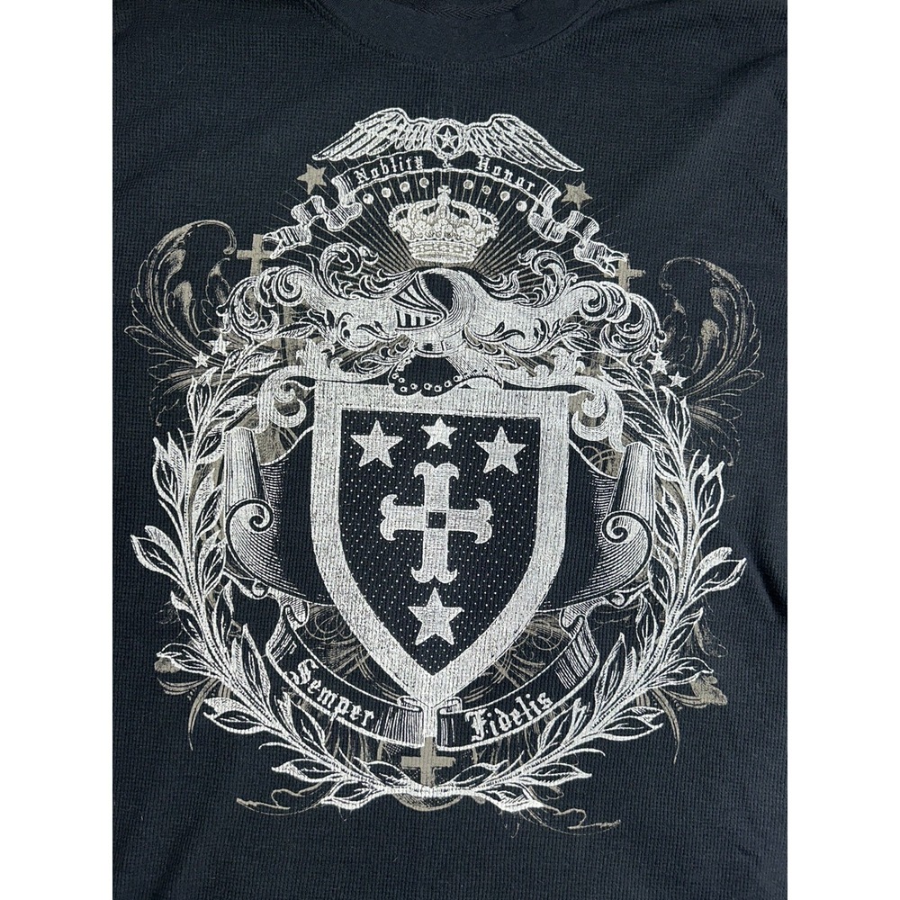 True Nation Shirt Mens XL Long Sleeve Black Thermal Waffle‎ Semper Fidelis Honor